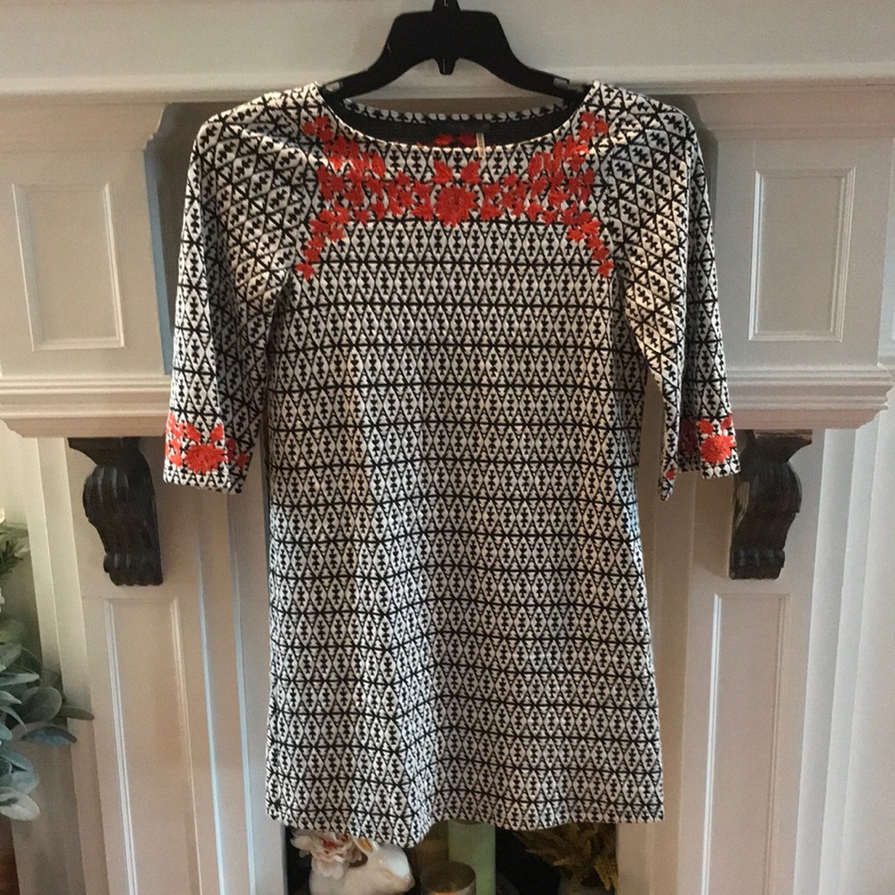 Business casual black and white dress